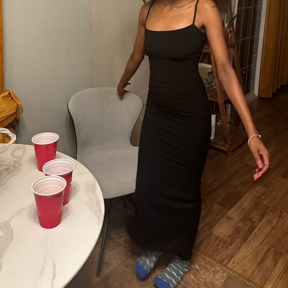 Skims Xs Soft Lounge Sleeveless Dress in Onyx